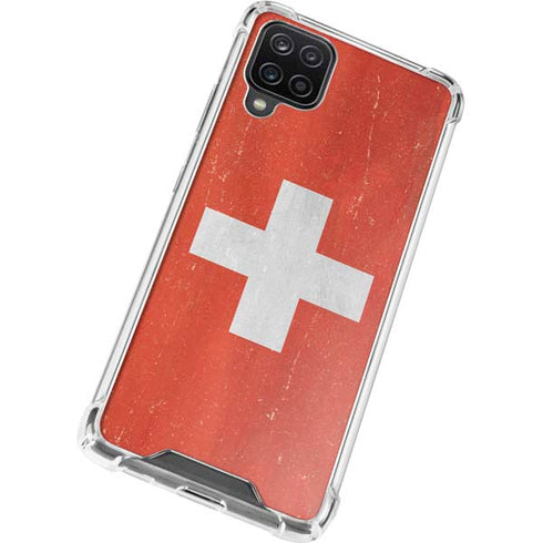 Switzerland Flag Distressed Galaxy A12 Clear Case